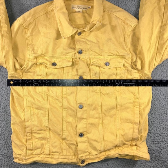 H&M LOGG Denim Trucker Jacket Men L Yellow Button Up Utility Bright Spring Retro - Picture 5 of 11